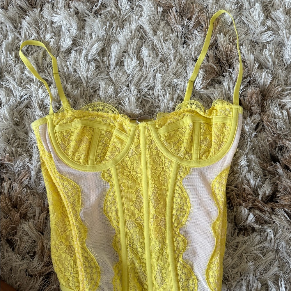 Yellow Lace Corset Top